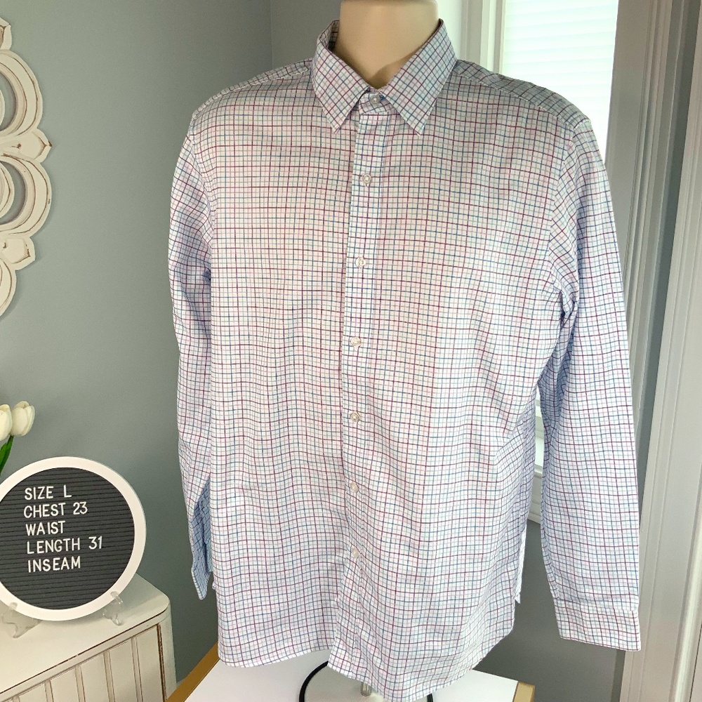 Black Brown 1826 Dress Button Down Shirt Size Large